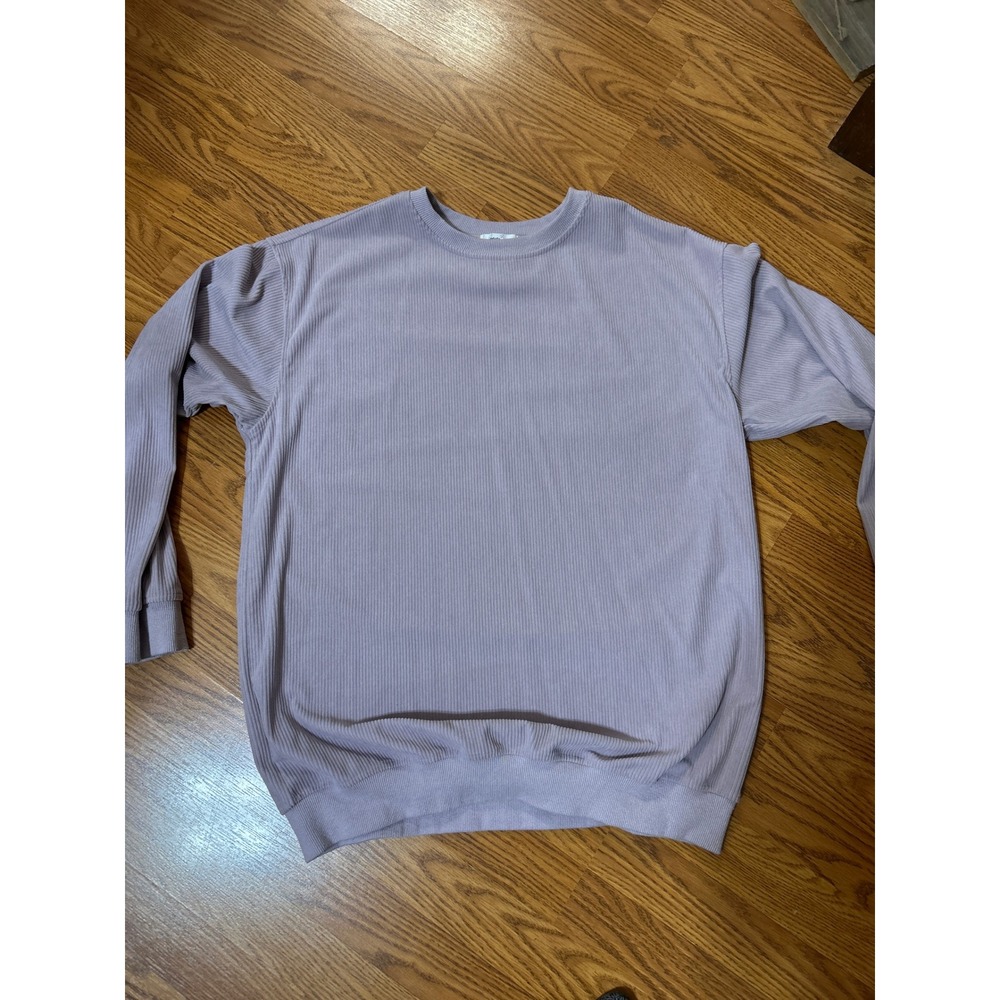 Forever 3am Ribbed Knit Pullover Sweatshirt Lavender Purple Crewneck Large